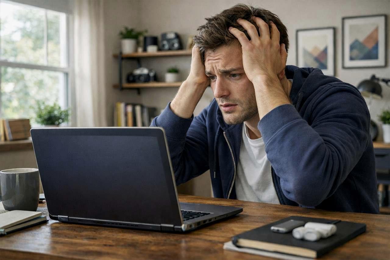 クライアントと対話しながらノートパソコンで資料を示すWebコンサルタントの姿