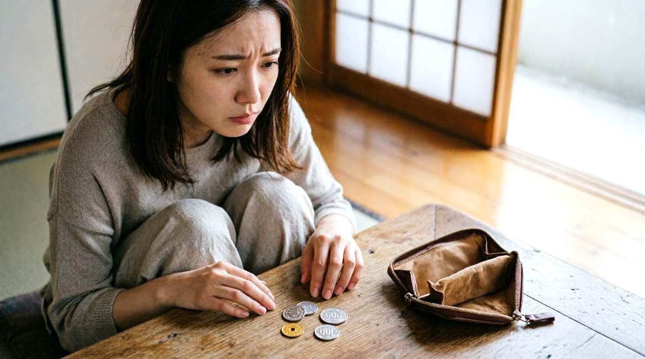 崩れ落ちる積み木の上で検索順位と売上が急降下するグラフ