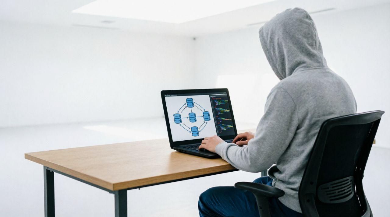 コードエディタとGitHubの画面を写した学習デスクと、赤線で強調された基礎文法のリスト